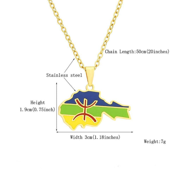 Berber Flag Map Necklace