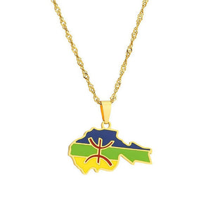 Berber Flag Map Necklace