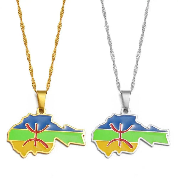 Berber Flag Map Necklace