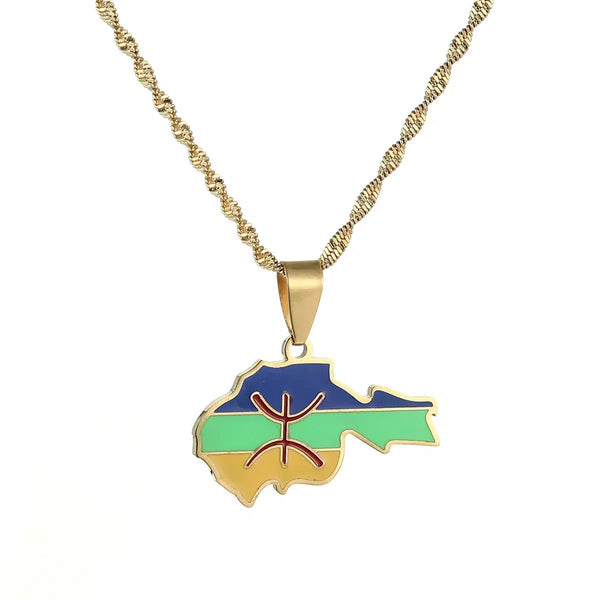 Berber Flag Map Necklace