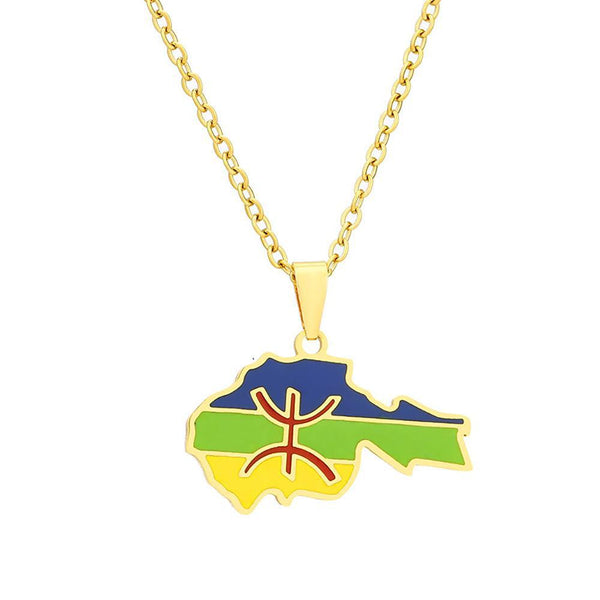 Berber Flag Map Necklace