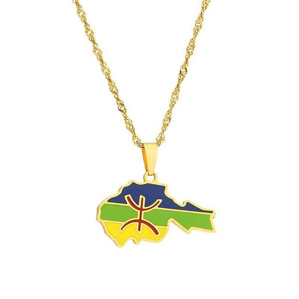 Berber Flag Map Necklace