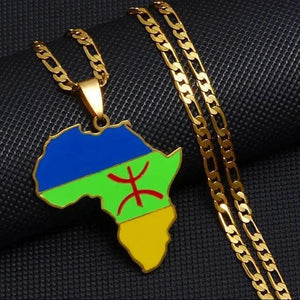 Berber Flag Necklace - Africa Map Pendant