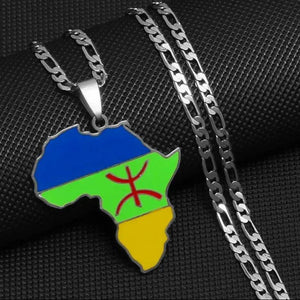 Berber Flag Necklace - Africa Map Pendant