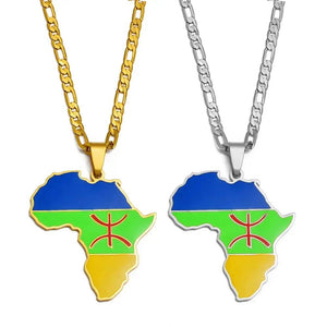 Berber Flag Necklace - Africa Map Pendant