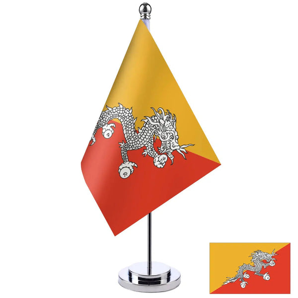 Bhutan Desk Flag - Small Office Table Flag