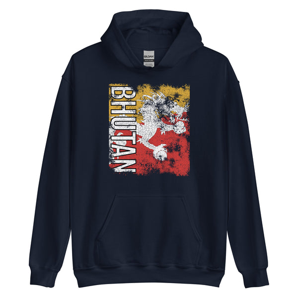 Bhutan Flag Distressed Hoodie