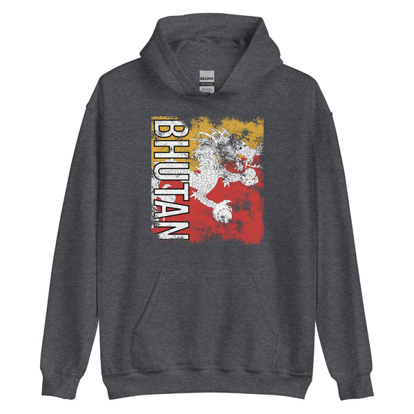 Bhutan Flag Distressed Hoodie