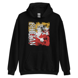 Bhutan Flag Distressed Hoodie