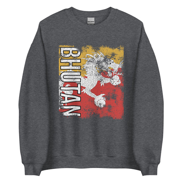 Bhutan Flag Distressed Sweatshirt