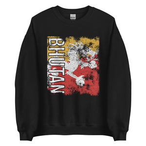 Bhutan Flag Distressed Sweatshirt