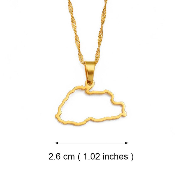 Bhutan Map Necklace