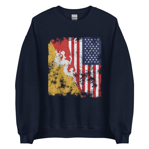 Bhutan USA Flag - Half American Sweatshirt