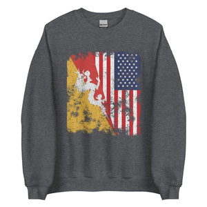 Bhutan USA Flag - Half American Sweatshirt