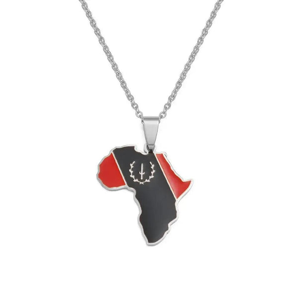 Black American Flag Necklace - Africa Map Pendant
