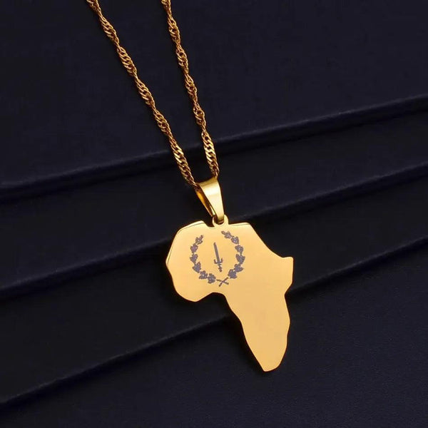Black American Heritage Necklace - African Map Pendant