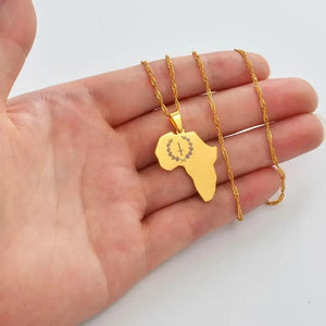 Black American Heritage Necklace - African Map Pendant
