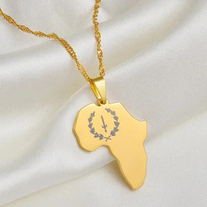 Black American Heritage Necklace - African Map Pendant