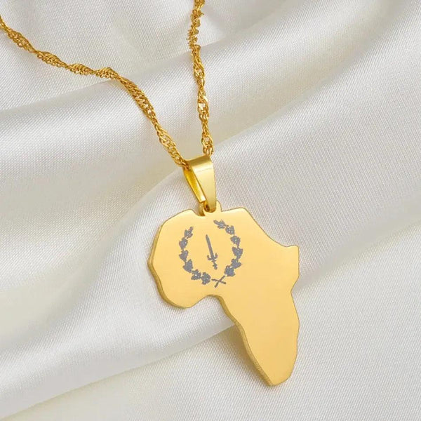 Black American Heritage Necklace - African Map Pendant