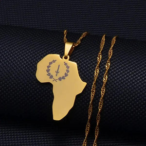 Black American Heritage Necklace - African Map Pendant