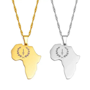 Black American Heritage Necklace - African Map Pendant