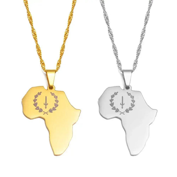 Black American Heritage Necklace - African Map Pendant