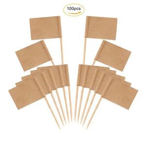 Blank Paper Flag Toothpicks - Cupcake Toppers (100Pcs)