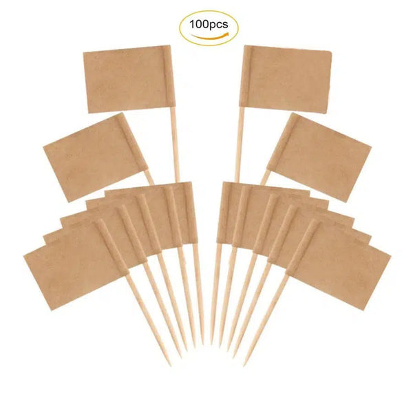 Blank Paper Flag Toothpicks - Cupcake Toppers (100Pcs)