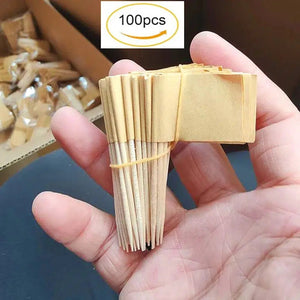 Blank Paper Flag Toothpicks - Cupcake Toppers (100Pcs)