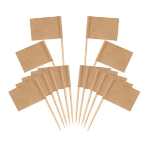 Blank Paper Flag Toothpicks - Cupcake Toppers (100Pcs)