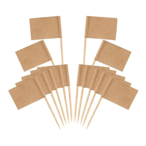 Blank Paper Flag Toothpicks - Cupcake Toppers (100Pcs)