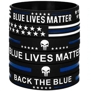Blue Lives Matter Flag Bracelet - Silicone Wristband