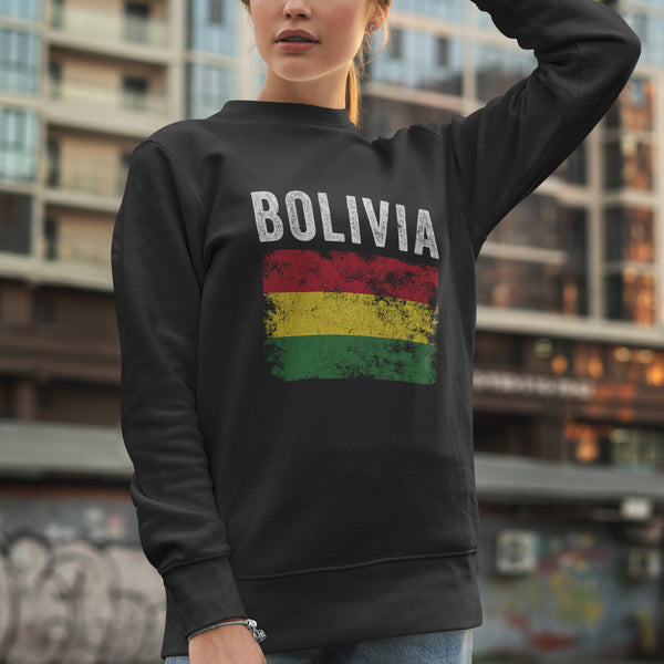 Bolivia Flag Distressed - Bolivian Flag Sweatshirt