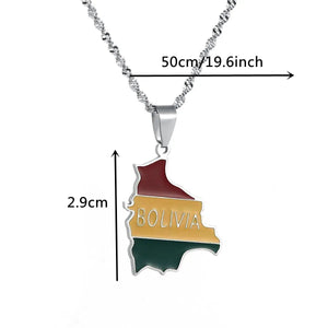 Bolivia Flag Map Necklace