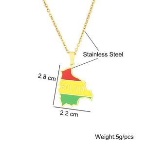 Bolivia Flag Map Necklace