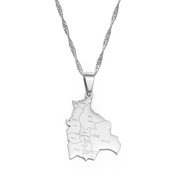 Bolivia Map Necklace