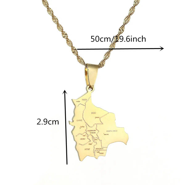 Bolivia Map Necklace