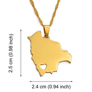 Bolivia Map Necklace