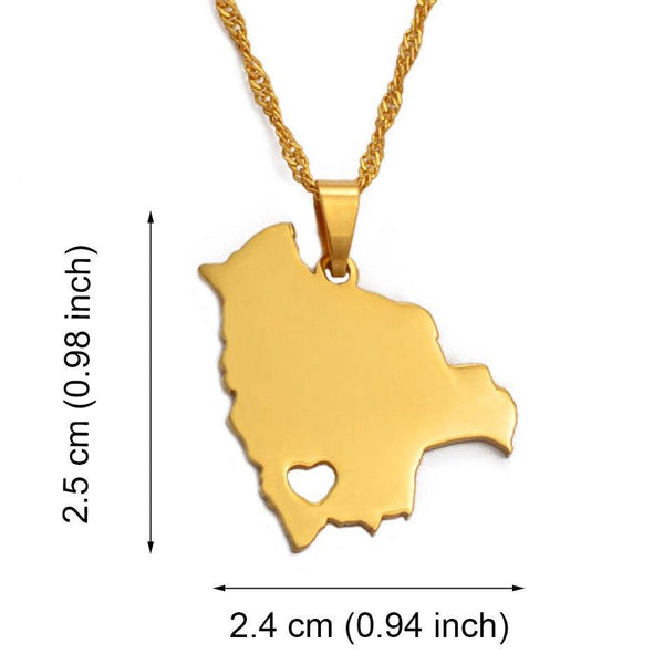 Bolivia Map Necklace