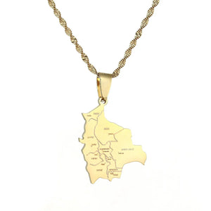 Bolivia Map Necklace