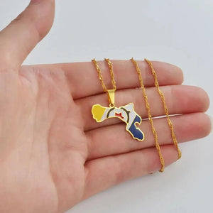 Bonaire Flag Map Necklace