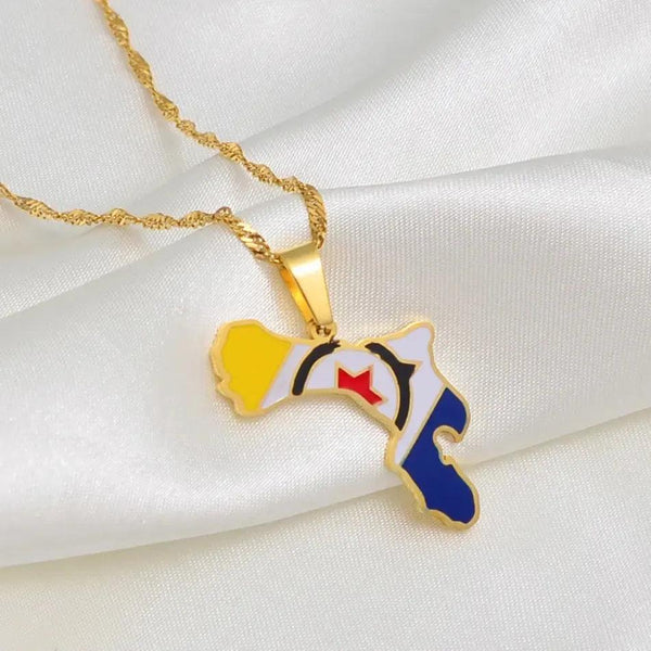 Bonaire Flag Map Necklace