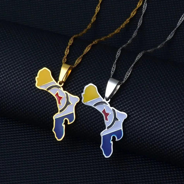 Bonaire Flag Map Necklace