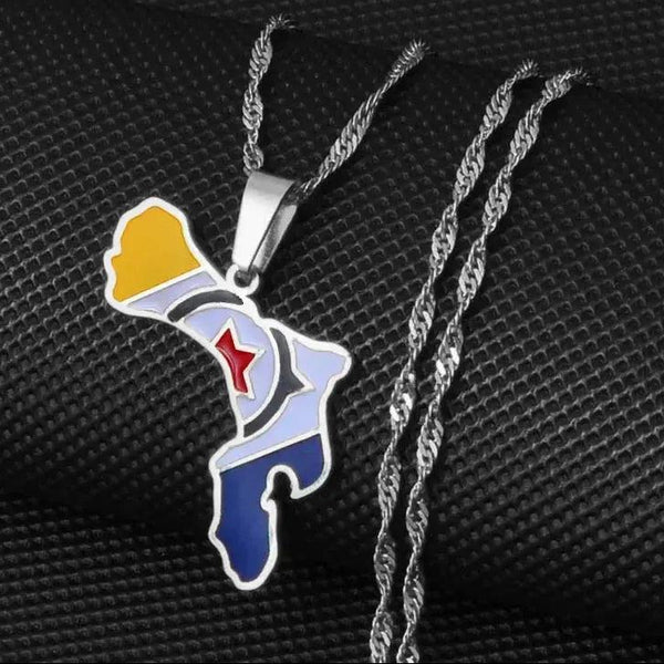 Bonaire Flag Map Necklace