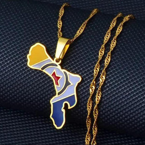 Bonaire Flag Map Necklace