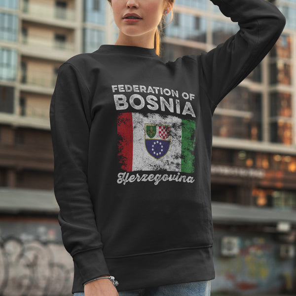 Bosnia and Herzegovina Flag Distressed Sweatshirt