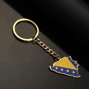 Bosnia and Herzegovina Flag Map Keychain