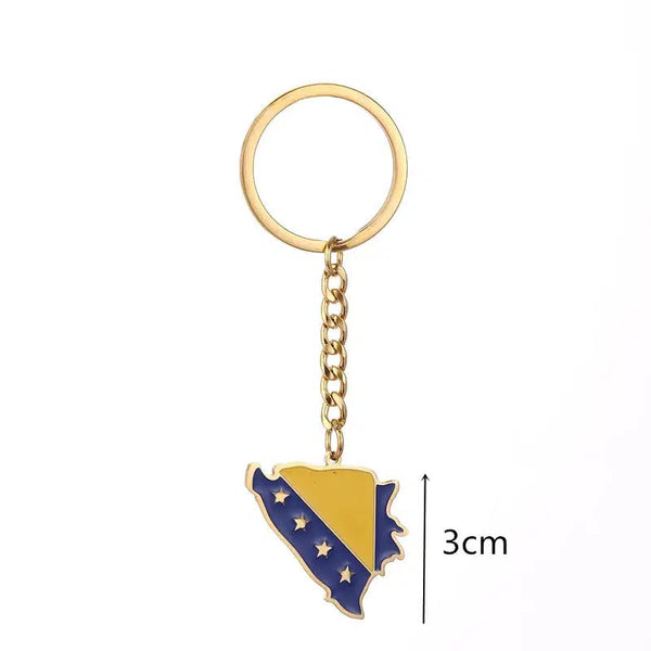 Bosnia and Herzegovina Flag Map Keychain