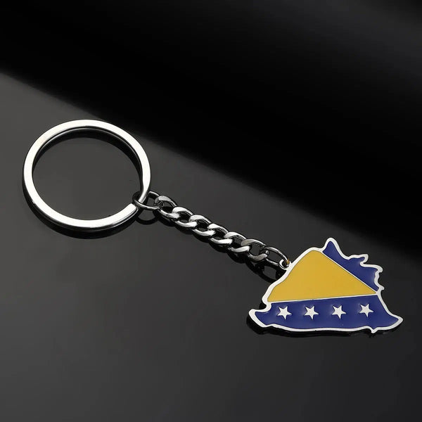 Bosnia and Herzegovina Flag Map Keychain