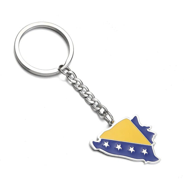 Bosnia and Herzegovina Flag Map Keychain